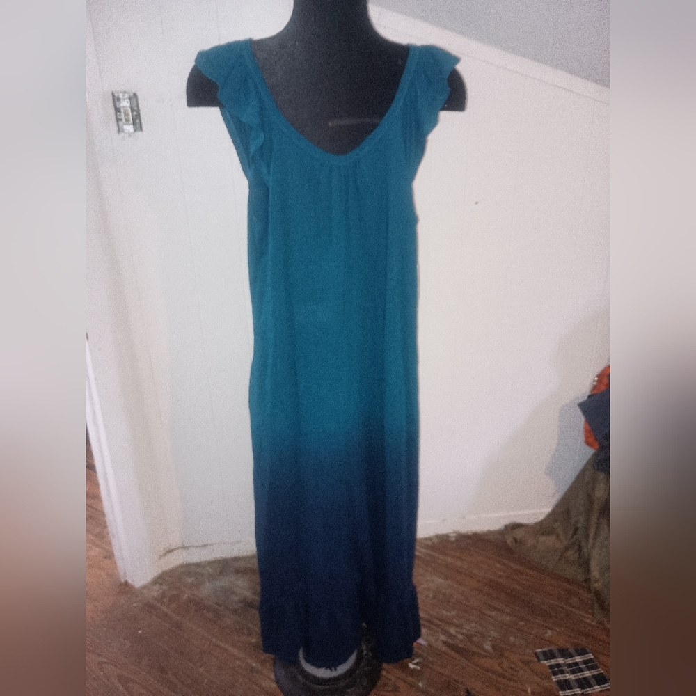 Time and Tru Teal and Navy Maxi Dress